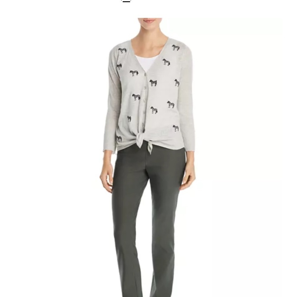 Nic + Zoe Embroidered Zebra Crossing Linen Blend Button Up Cardigan. Vneck. Ps — image 4 of 8